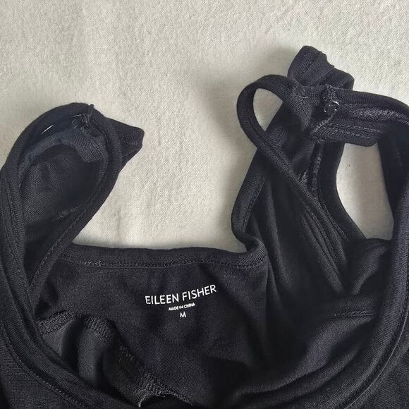 Eileen Fisher Silk Modal Layered Black Hi-Low Tank Dress MED Minimalist Resort‎ - Picture 7 of 11